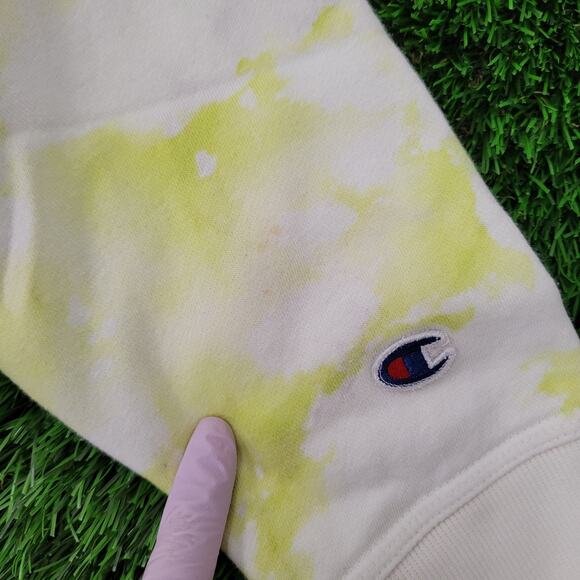 Champion Sweatshirt Medium 22x25 Green White Baggy - Picture 6 of 16